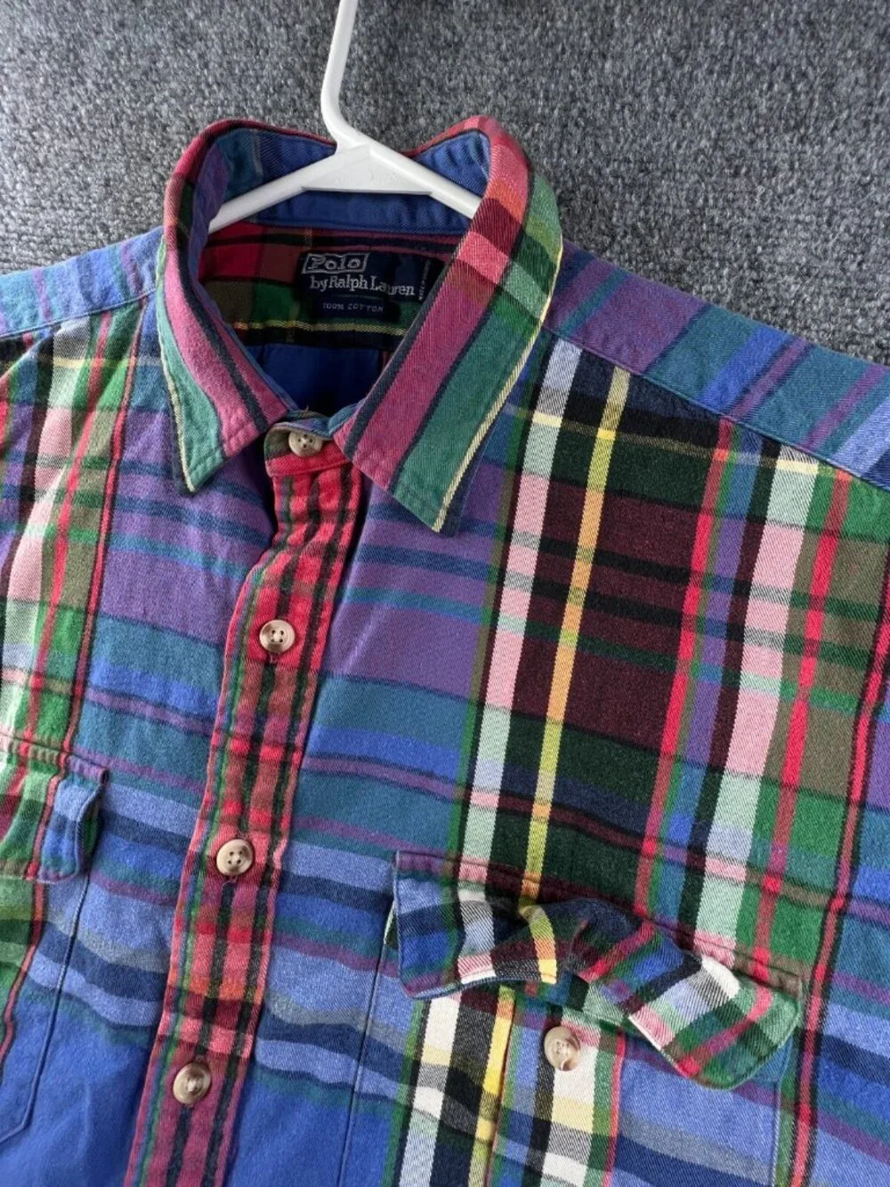 VTG Polo Ralph Lauren Long Sleeve Button Up Shirt Men’s XL Multicolor Plaid